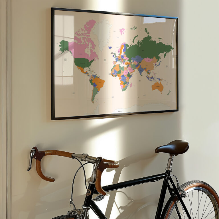 Colorful World Map Wall Art Poster