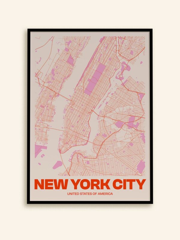 New York City Map Poster Print Art Wall