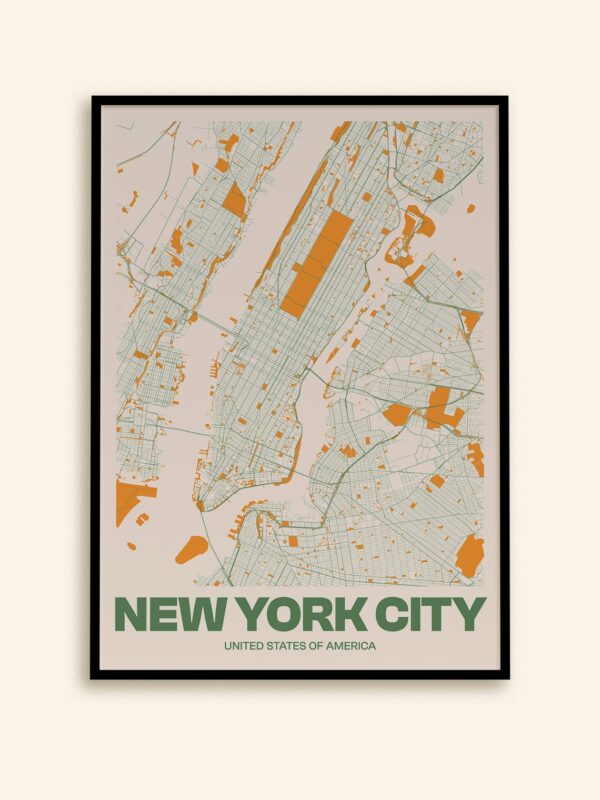 New York City Map Poster Print Art Wall
