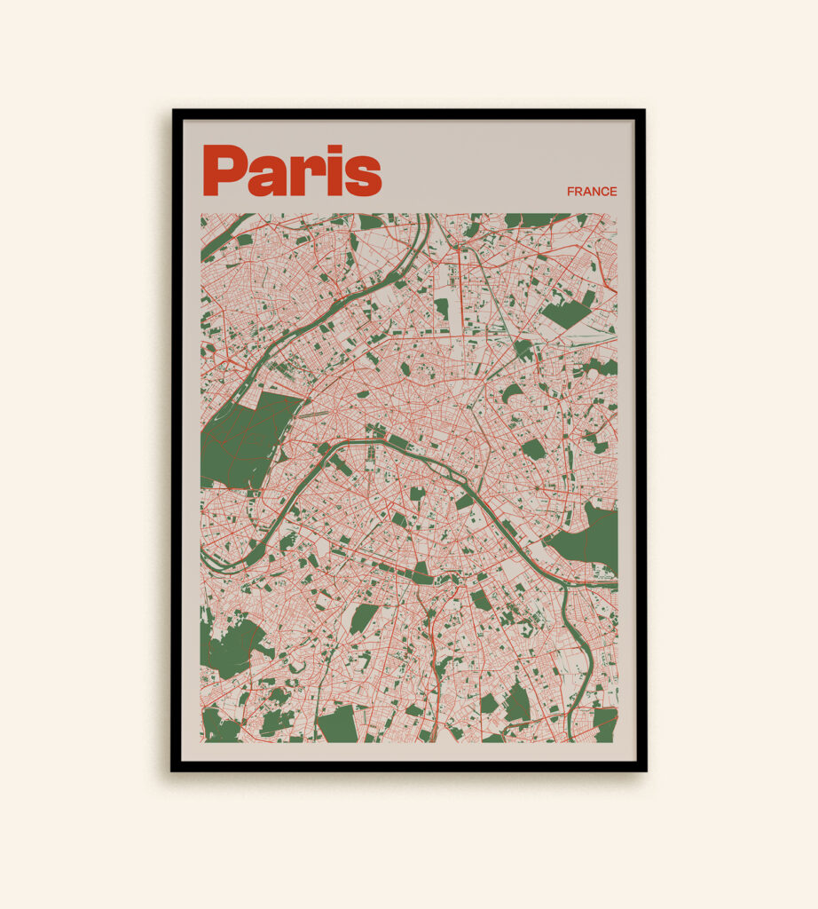 Paris City Map Poster Art Wall Print