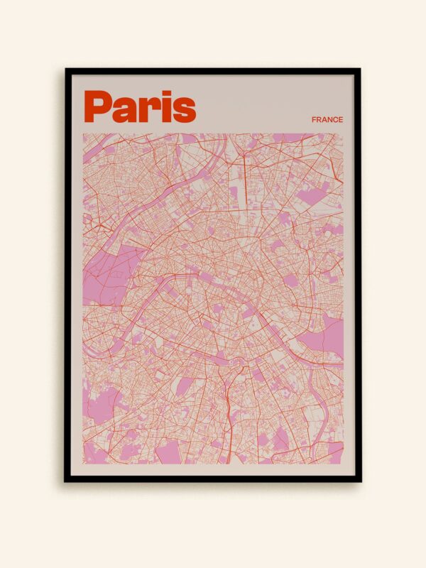 Paris City Map Poster Art Wall Print