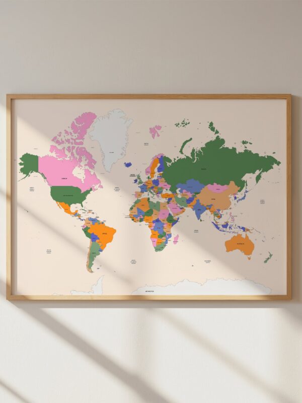 Colorful World Map Wall Art Poster