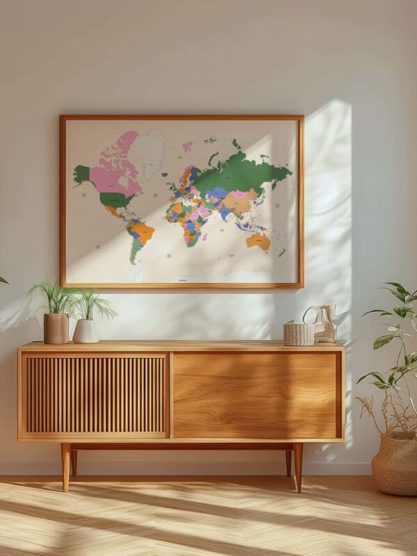 Colorful World Map Wall Art Poster